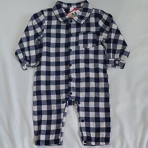 PatPat Navy and White Checkered Bodysuit